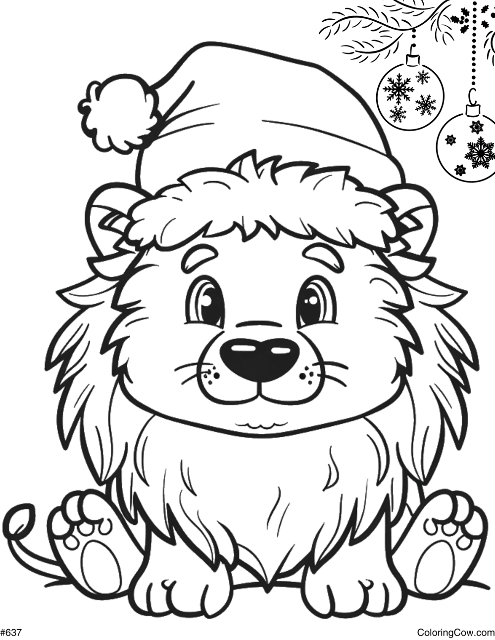 Christmas Lion Coloring Page