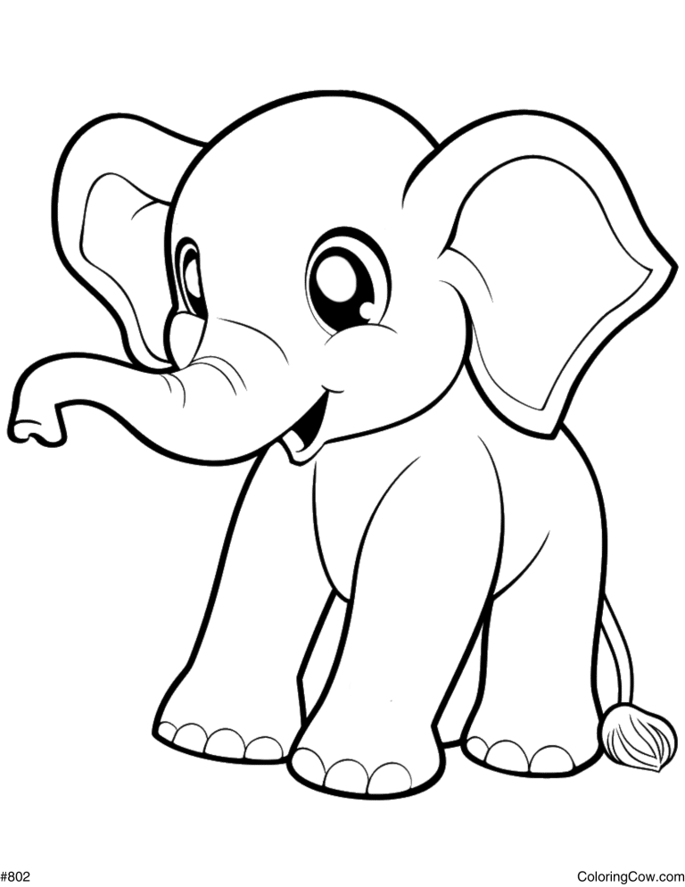 Cute Elephant Coloring Page