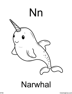 N Is For Narwhal Coloring Page
