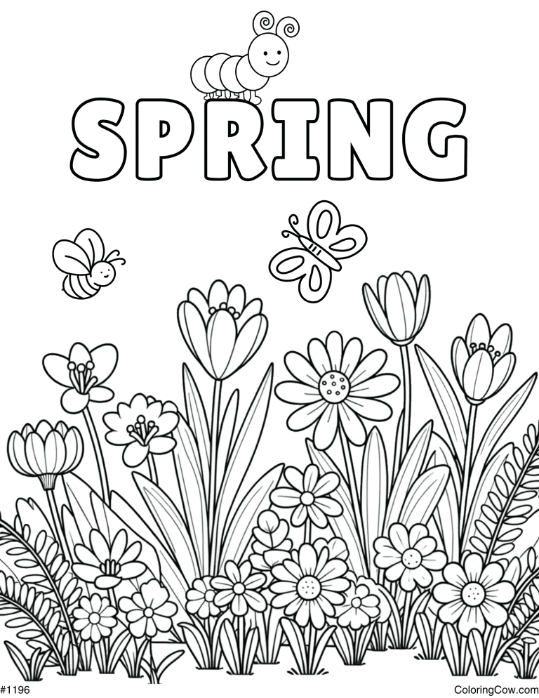 Spring Flowers Coloring Page