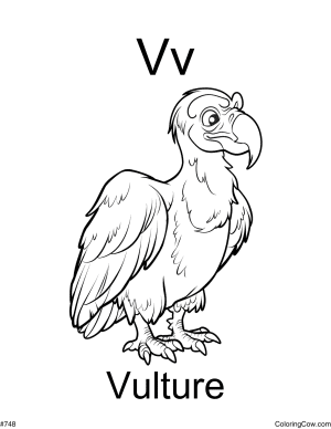 V Is For Vulture Coloring Page