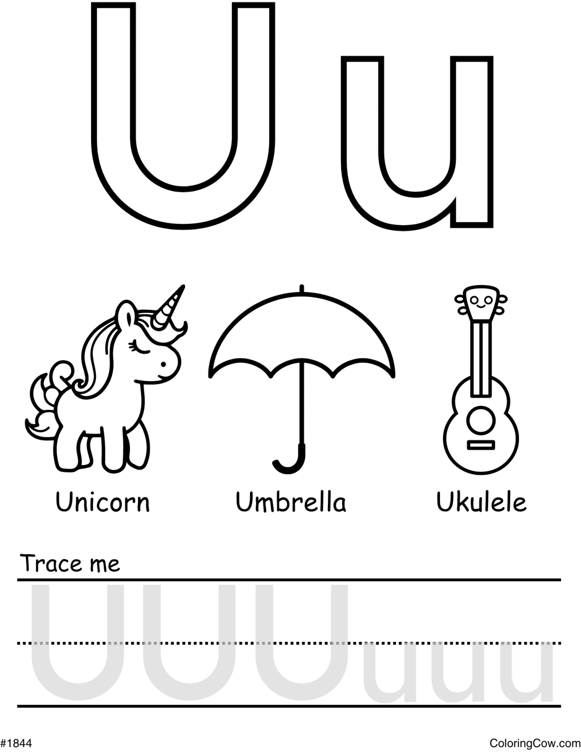Letter U Coloring Page Free