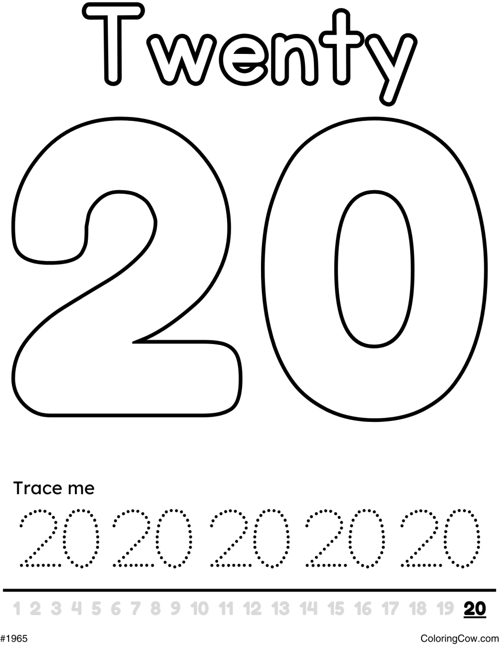 Number 20 Coloring Page