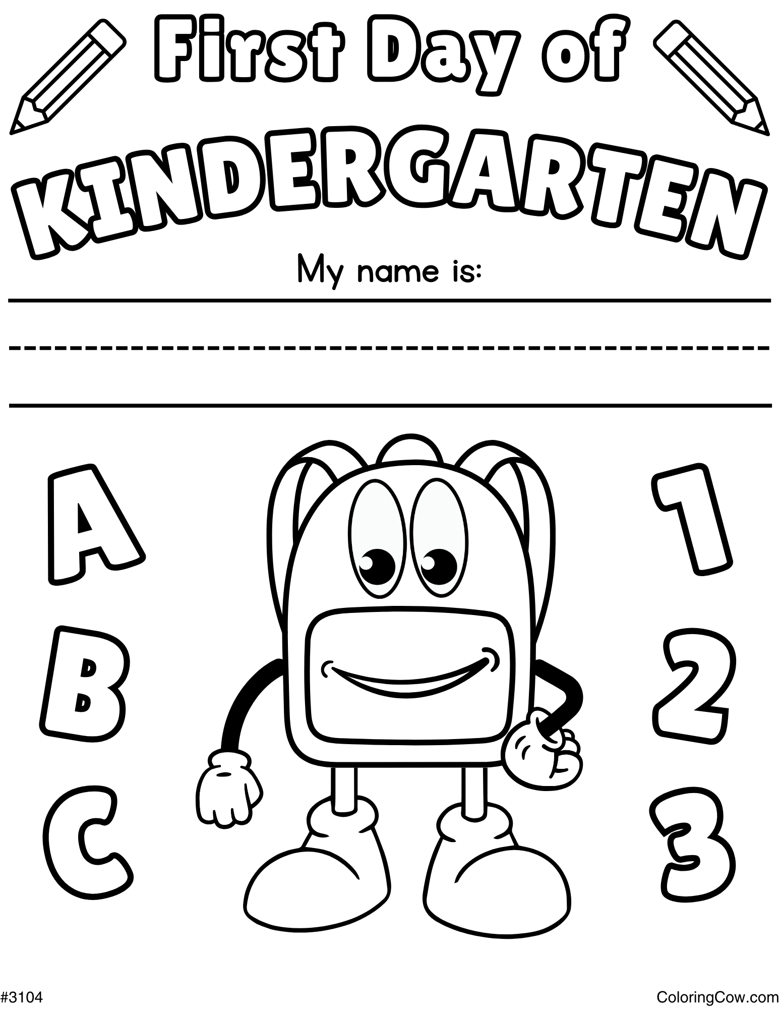 First Day Of Kindergarten Coloring Page