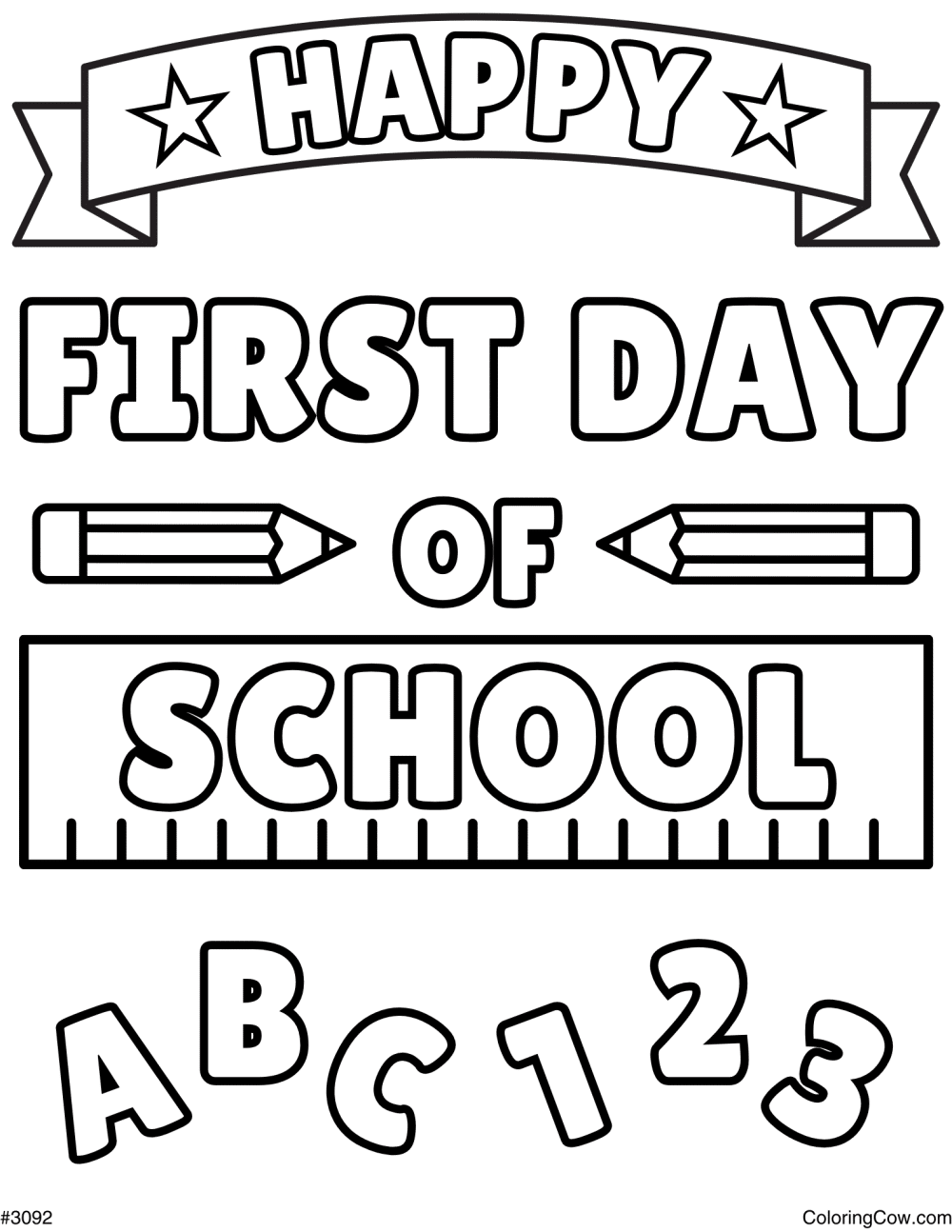 First Day of School Coloring Page
