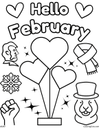 Hello February Coloring Page