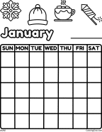 January Calendar Coloring Page