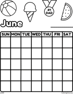 June Calendar Coloring Page