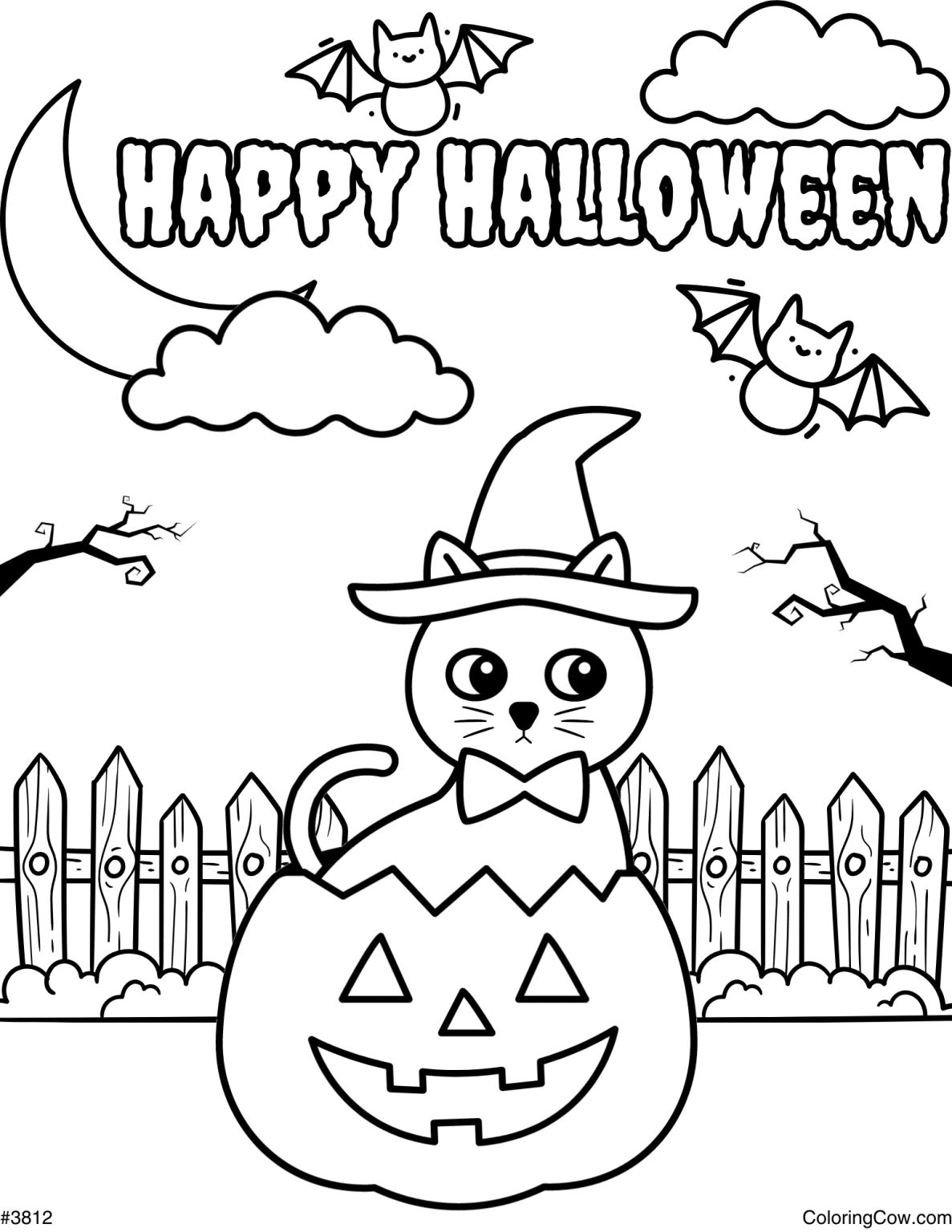 Happy Halloween Coloring Page - Happy Halloween Coloring Page 1187x1536
