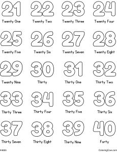 Number 20 Coloring Page