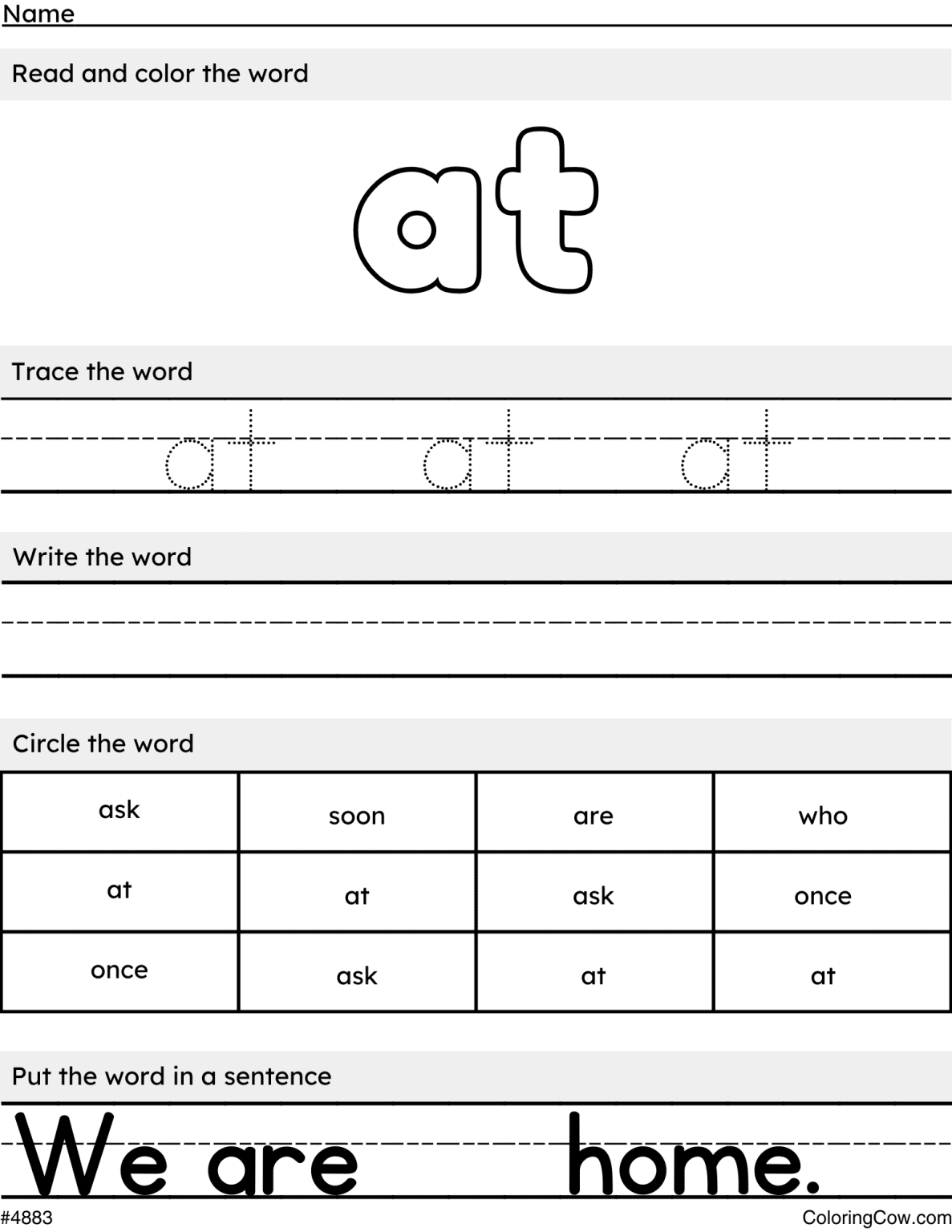 Sight Words Coloring Worksheets - Coloring Cow