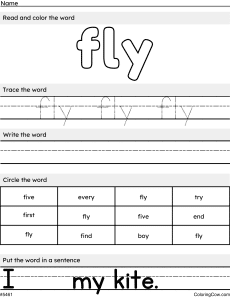 Fly – Sight Word Worksheet