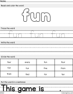 New Fun – Sight Word Worksheet