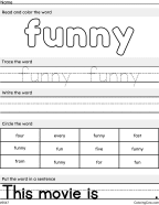 New Funny – Sight Word Worksheet
