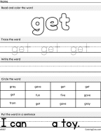 New Get – Sight Word Worksheet