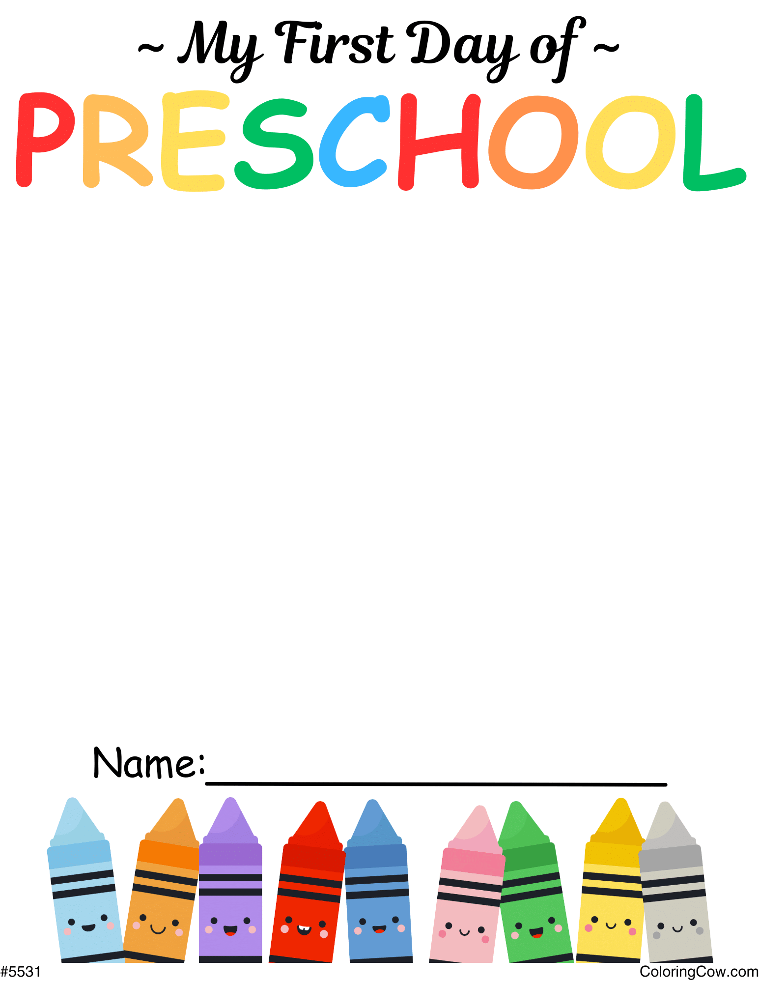 Printable My First Day Of Preschool Handprint Craft