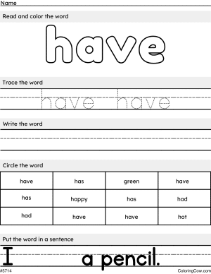 Have Sight Word Coloring Page