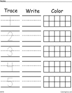 New Numbers 1-5 Trace, Write, & Color Worksheet