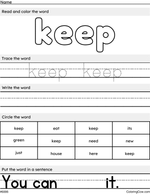 Keep Sight Word Worksheet And Coloring Page