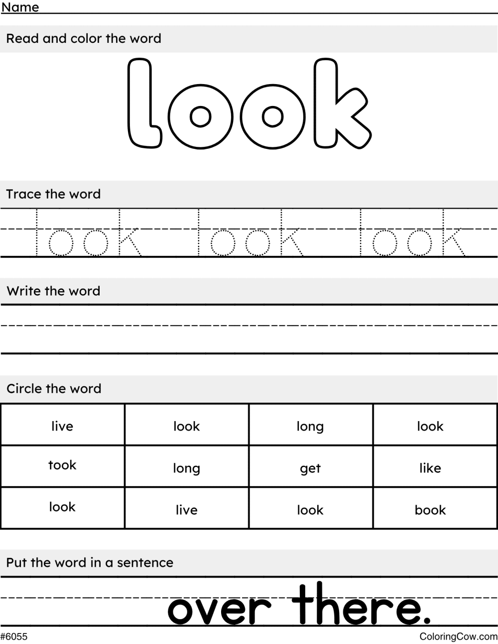 Look - Sight Word Worksheet