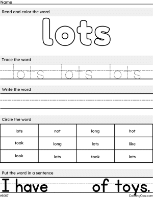 Lots Sight Word Worksheet And Coloring Page